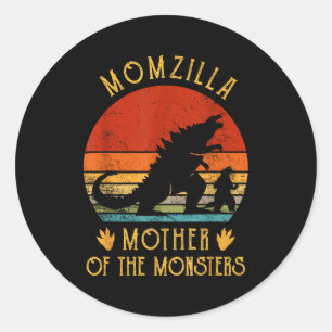 Adesivo Redondo Mulheres momzilla mãe de monstros vintage mãe