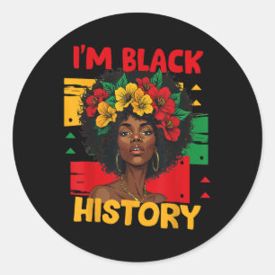 Adesivo Redondo Mulheres Negras Afro Cabelo Negro História Mês Eu 