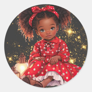 Adesivo Redondo Mulheres negras melanina de Natal Irmã Xmas Sistas