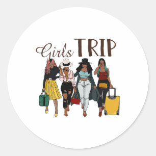 Adesivo Redondo Mulheres Negras Viajam Afro Queen Melanin African