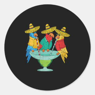 Adesivo Redondo Mulheres Parrot Cinco De Mayo Funny Bebendo Tequil
