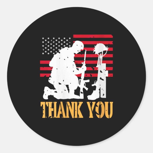 Adesivo Redondo Mulheres Patriótico Soldado Kneeling Battlefield C (Frente)