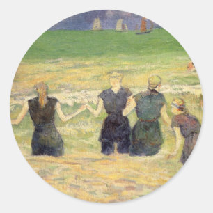 Adesivo Redondo Mulheres que banham Dieppe por Paul Gauguin