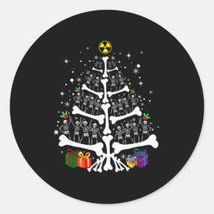 Adesivo Redondo Mulheres Radiologia Esqueleto Árvore de Natal Técn