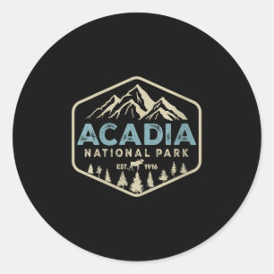 Adesivo Redondo Mulheres Retro Parque Nacional Acadia Montanhas Na