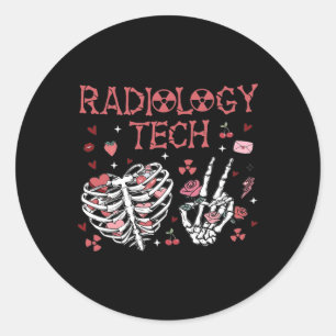 Adesivo Redondo Mulheres Técnica em Radiologia de São Valentim Esq