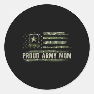 Adesivo Redondo Mulheres Vintage Exército Orgulhoso Mãe Camo Ameri