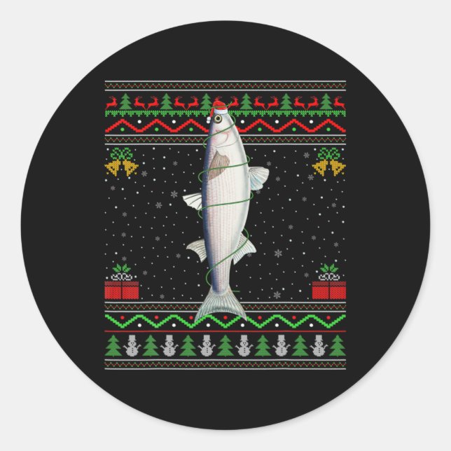 Adesivo Redondo Mullet Fish Lover Matching Ugly Mullet Christmas T (Frente)