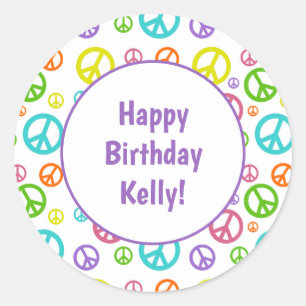 Adesivo Redondo Multi sinais de paz da cor