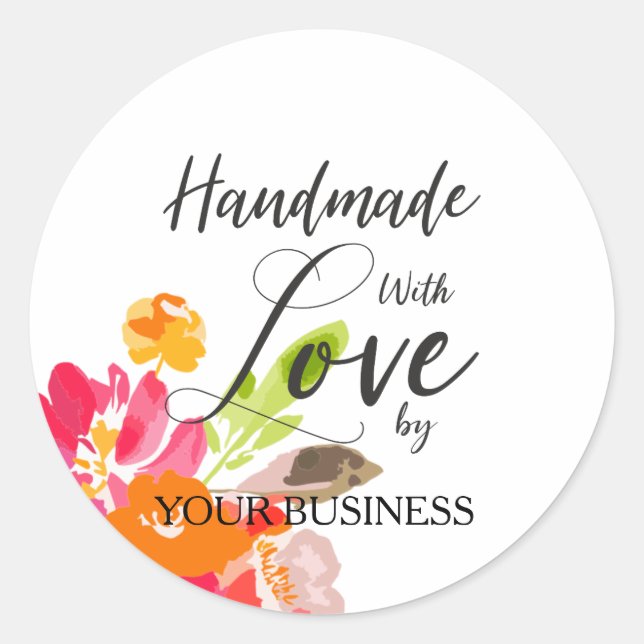 Adesivo Redondo Multicolored Floral Craft Articles Handmade (Frente)