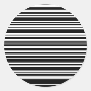 Adesivo Redondo Multidões de Black e White Stripes Irregulares