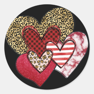 Adesivo Redondo Múltiplos corações selvagens