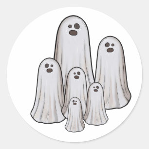 Adesivo Redondo Múltiplos fantasmas halloween