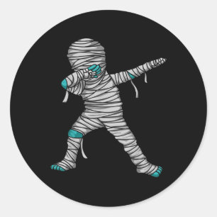 Adesivo Redondo Múmia Dançante Engraçada - Dabbing Mummy