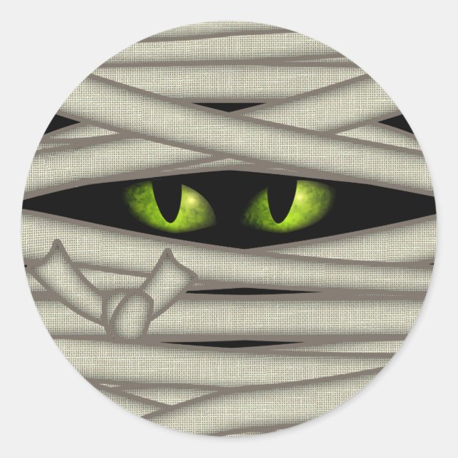 Adesivo Redondo Mummy Eyes Halloween Green ID685 (Frente)
