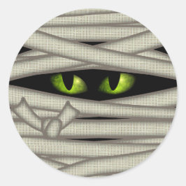 Adesivo Redondo Mummy Eyes Halloween Green ID685