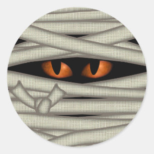 Adesivo Redondo Mummy Eyes Halloween Orange ID685