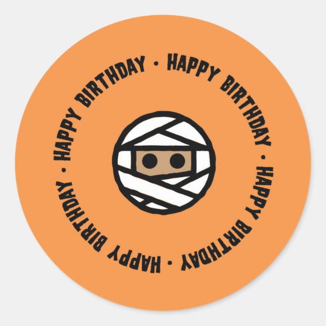 Adesivo Redondo Mummy Halloween Birthday Stickers (Frente)