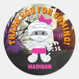 Adesivo Redondo Mummy Halloween Obrigado Padrões Personalizados
