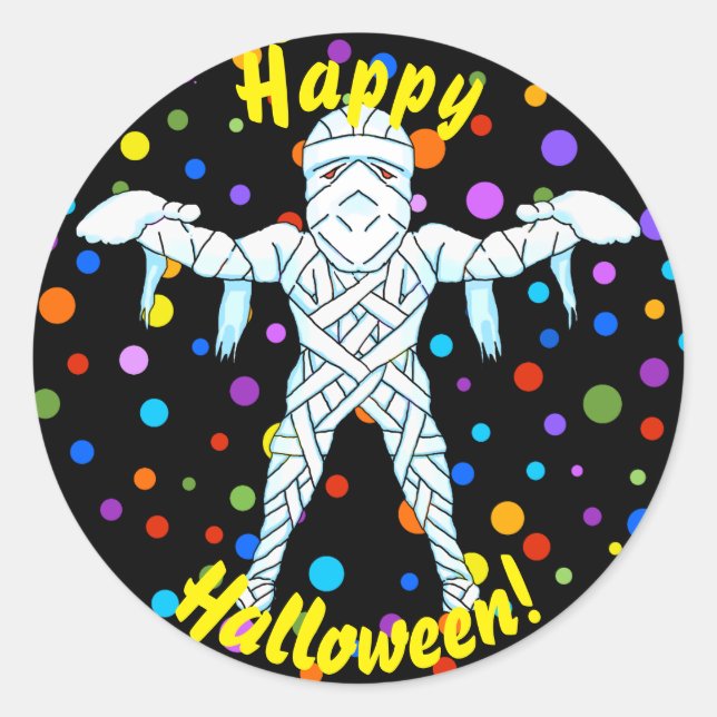 Adesivo Redondo Mummy Halloween Stickers (Frente)