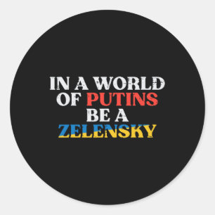 Adesivo Redondo Mundo da Ucrânia de Putins Seja Zelensky Homens Uc