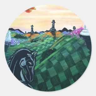 Adesivo Redondo Mundo Do Xadrez