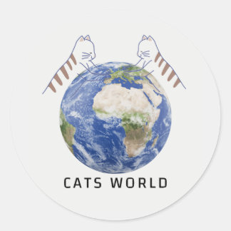 Adesivo Redondo mundo dos gatos