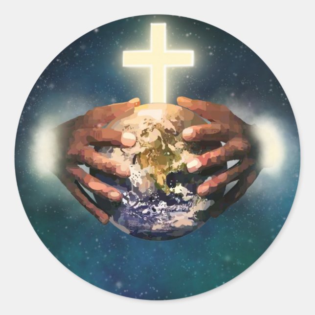 Adesivo Redondo Mundo redondo com autocolante (Frente)