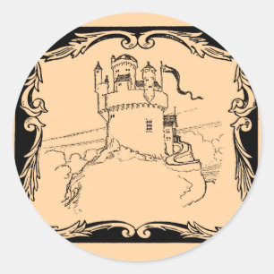 Adesivo Redondo Mundos da fantasia: Castelo medieval