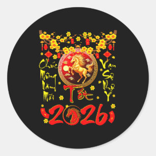 Adesivo Redondo Mung Nam Moi Tet 2026 Ano Novo Lunar Vietnamita Ho