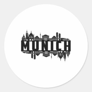 Adesivo Redondo Munich, Alemanha, cidade de Cityscape, Legal Gift