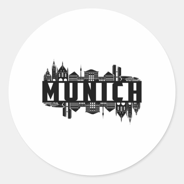 Adesivo Redondo Munich Germany City Cityscape Legal Funny Gift (Frente)