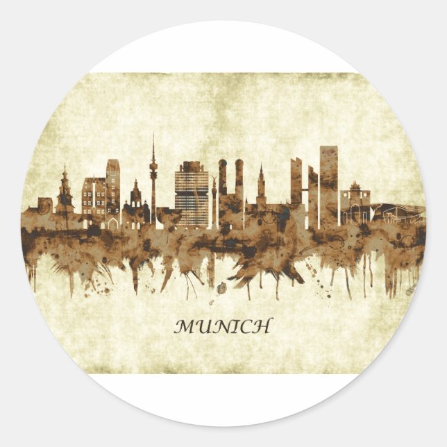 Adesivo Redondo Munique Alemanha Cityscape (Frente)