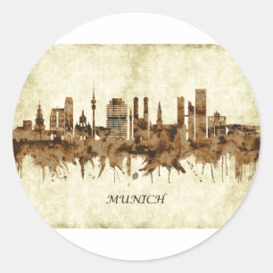 Adesivo Redondo Munique Alemanha Cityscape