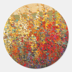 Adesivo Redondo Mural do Jardim Brilhante de Primavera Wildflower