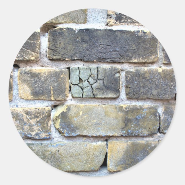 Adesivo Redondo Muro de tijolos com Cinzas leves quebradas (Frente)