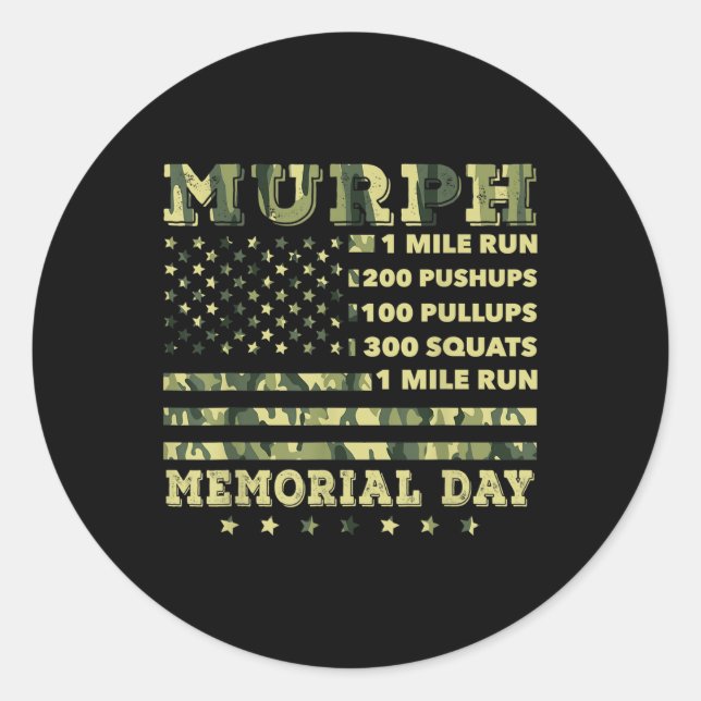 Adesivo Redondo Murph 2021 Workout Challenge Memorial Americano (Frente)