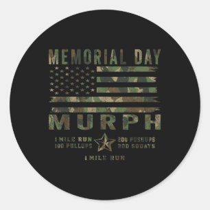 Adesivo Redondo Murph Challenge Memorial Day Workout Gym Us