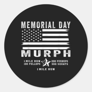 Adesivo Redondo Murph Challenge Memorial Day Workout Gym USA Flag