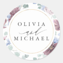 Murve e Dusty Blue Floral Weding Seal