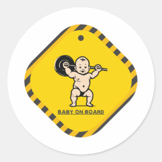 Adesivo Redondo Muscle Baby On Conselho Sticker - Divertido e Func