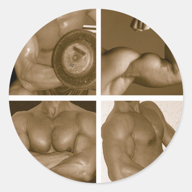 Adesivo Redondo Muscle Flex: www.AriesArtist.com (Frente)