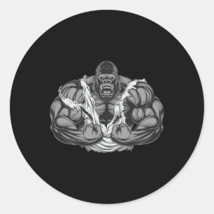 Adesivo Redondo Muscle Gorilla Workout Gym Para Lover Bodyb