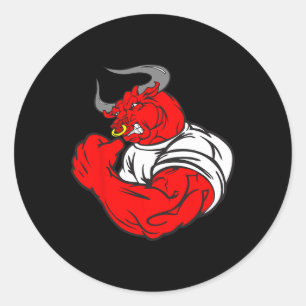 Adesivo Redondo Muscle Gym Bull Embrulhamento Humor Levantamento W