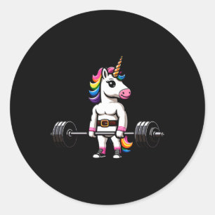 Adesivo Redondo Muscle Gym Unicorn Bodybuilder Tee Nerd Wee