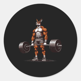 Adesivo Redondo Muscle Kangaroo Deadelevando Engraçado Gym Weeleva