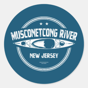 Adesivo Redondo Musconetcong River New Jersey Kayaking