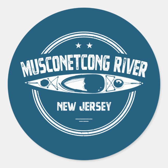 Adesivo Redondo Musconetcong River New Jersey Kayaking (Frente)