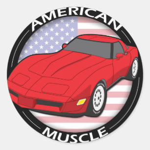 Adesivo Redondo Músculo da bandeira americana