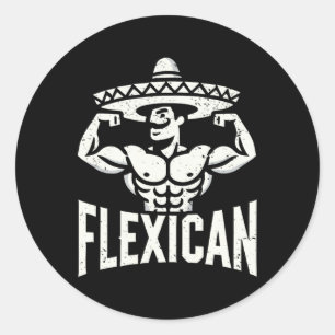 Adesivo Redondo Músculo Flexônico Flexicomento Mexicano Engraçado